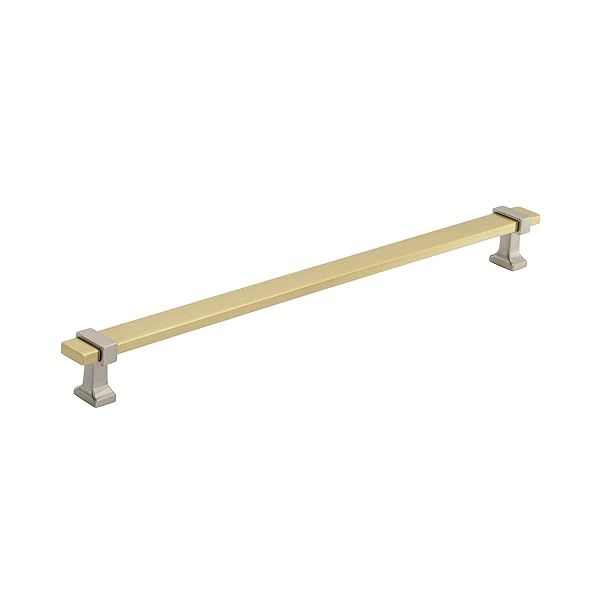 "Amerock Overton Cabinet Pull - Brushed Gold/Satin Nickel, 11-5/16" Center, 1 Pack - Stylish Drawer Handle & Hardware"