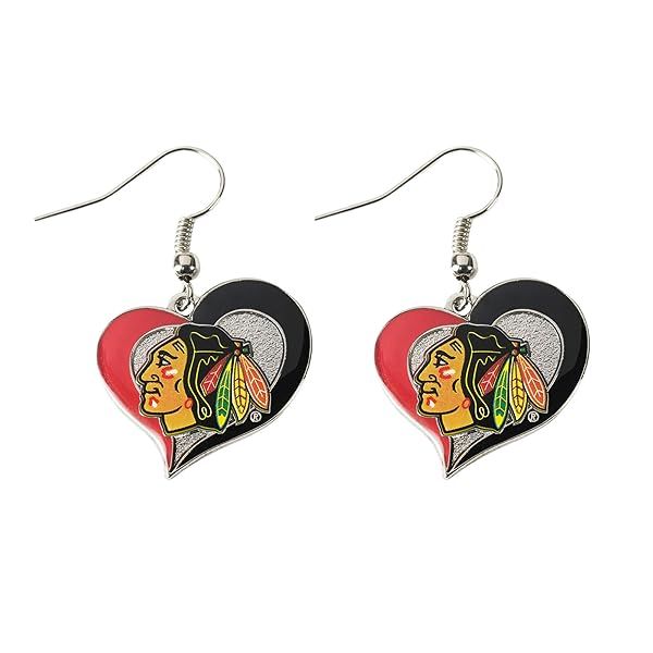 Shop Aminco NHL Chicago Blackhawks Swirl Heart Earrings - Perfect Fan Jewelry!