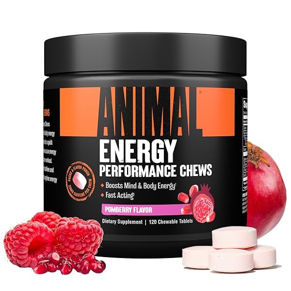 Animal Energy Chews: Fast-Acting Caffeine & Nootropics for Focus & Pre-Workout - Delicious Pom-Berry Flavor!