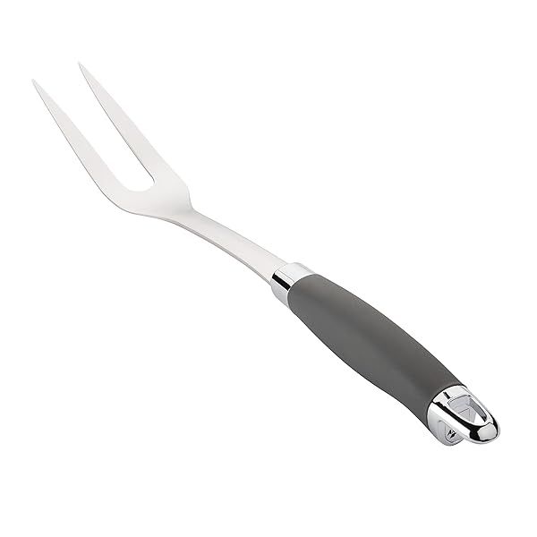 Anolon SureGrip 13.25 Inch Stainless Steel Meat Fork - Durable Kitchen Tool in Gray