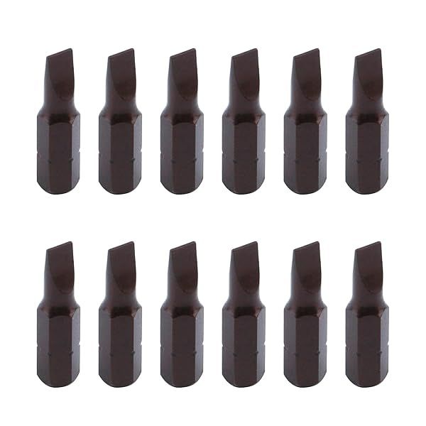 Antrader 1 Inch Long 1/4 Inch Hex Shank 5mm Magnetic Slotted Tip Screwdriver Bits Set of 12