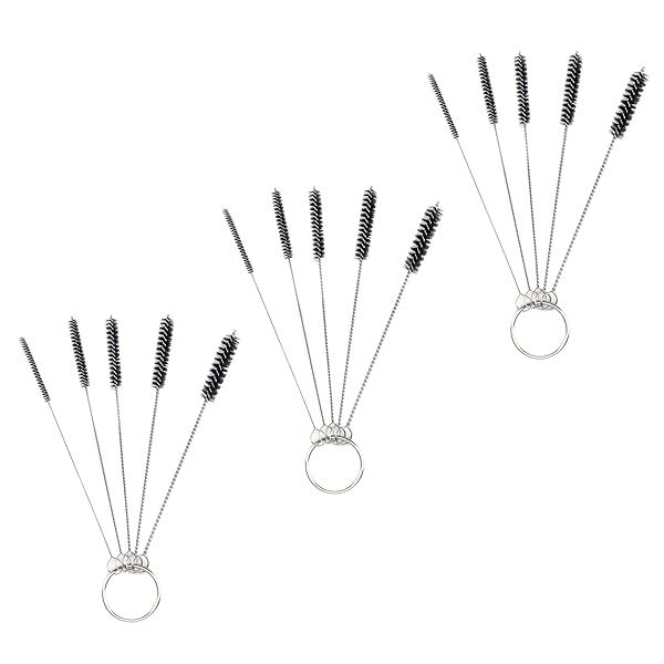 Antrader 15Pcs 4 Inch Nylon Tube Brushes Set for Cleaning Straws Carburetors and Small Wire Brushes Black Cleaning Tools