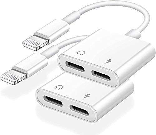 Dual 2-in-1 Lightning Headphone & Charger Adapter for iPhone 14/13/12/11/XS - 2 Pack Splitter for iPad & iPhone Models