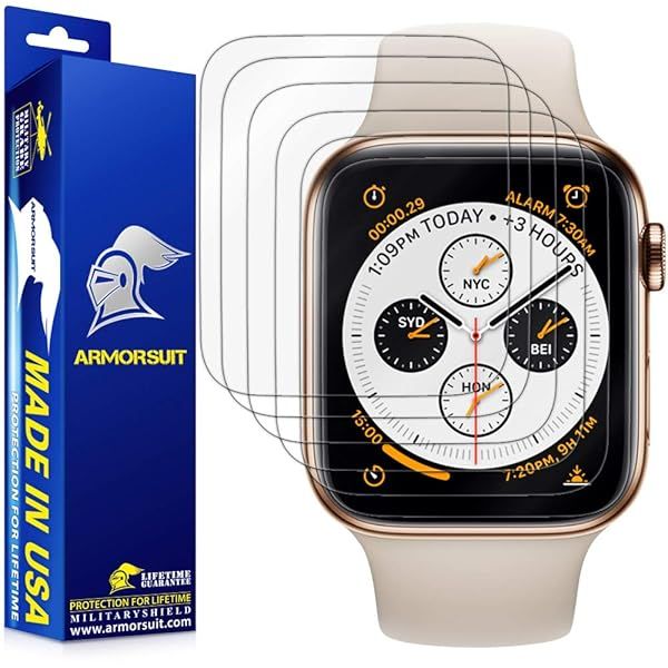 ArmorSuit 6 Pack Screen Protector for Apple Watch Series 4/5 (44mm) - MilitaryShield HD Clear Film, Made in USA