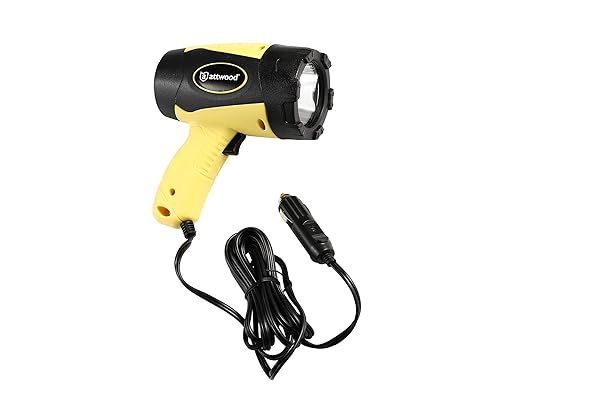 Attwood 11794-7 Portable 5W LED Emergency Spotlight with 12V Adapter - Safety Yellow/Black