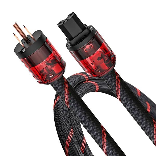 Audiocrast High Fidelity Power Cord 125V 15A Braided Sleeve Amplifier Cable Audiophile AC Power Cord with US Plug IEC C15 Connector 4.9FT