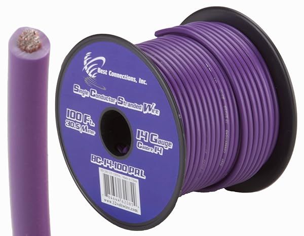 Audiopipe 14 GA 100 Feet Car Audio Home Primary Remote Wire AP-14-100 Purple High Quality Durable Performance