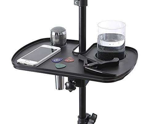 Deluxe Auhafaly Plastic Microphone Stand Tray with Drink Holder for Concerts & Performances