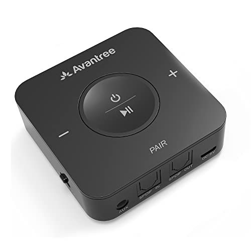 Avantree TC417 Bluetooth Transmitter & Receiver: Low Latency Audio Adapter for TV, 20H Playtime, Optical & AUX Support