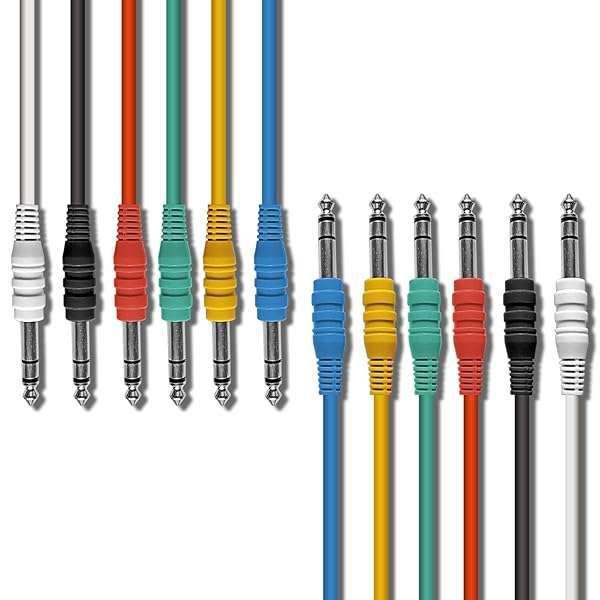 AxcessAbles 1/4 TRS Multi-Color Stereo Patch Cables - 6 Pack (1ft) for Outboard Gear | Balanced Audio Cords
