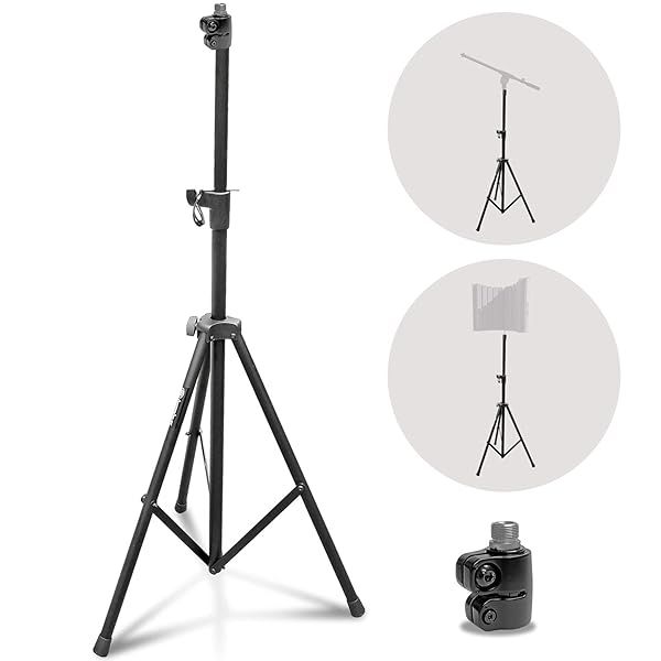 "AxcessAbles Microphone Isolation Shield Stand - Adjustable 4ft4" to 6ft with Thread Mount & Adapters for Vocal Clarity"