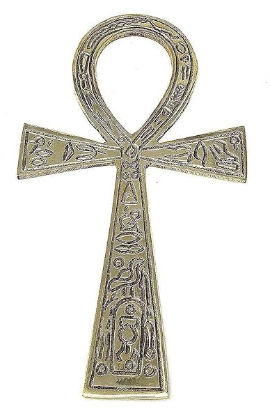 "AzureGreen Large Brass Ankh (4x7.25") - Perfect for Altars & Wall Decor"