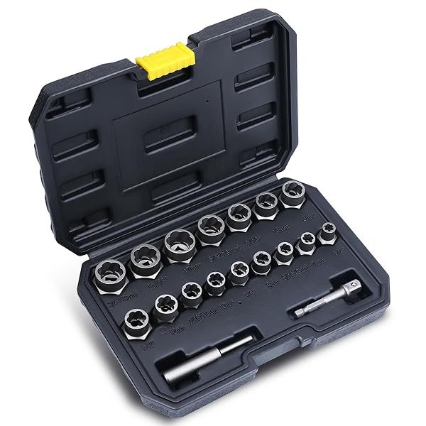 B BOSI TOOLS 18 Piece Impact Bolt and Nut Remover Set for Stripped Rusted and Damaged Bolts Nuts and Screws