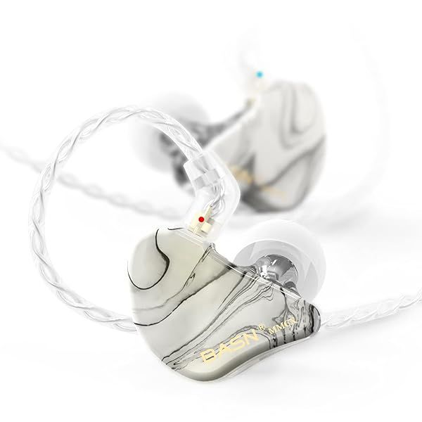 BASN MMCX Triple Driver IEM Earphones: Rich Bass & HiFi Sound for Audiophiles - Upgraded Detachable Cables (Porcelain White)