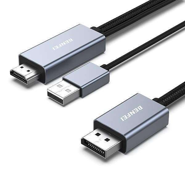 BENFEI 6ft HDMI to DisplayPort Cable - 4K@60Hz, 2K@144Hz, PC, PS5, Xbox Compatible (Not Bi-Directional)