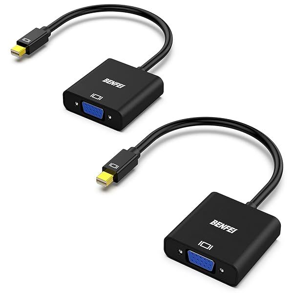 BENFEI Mini DisplayPort to VGA Adapter 2 Pack - Thunderbolt Compatible for ThinkPad & Surface Pro