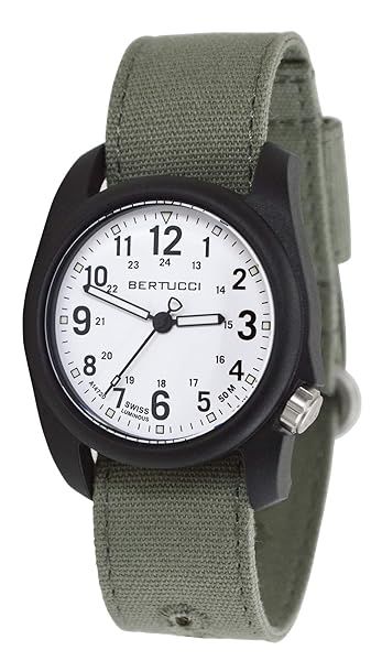 BERTUCCI Mens DX3 Spruce Comfort Canvas Band White Analog Dial Quartz Watch for Stylish Everyday Wear