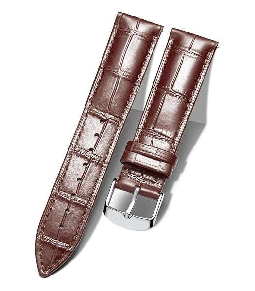 BINLUN Genuine Calfskin Leather Watch Band - Quick Release Crocodile Pattern, 10 Colors & 13 Sizes for Men & Women