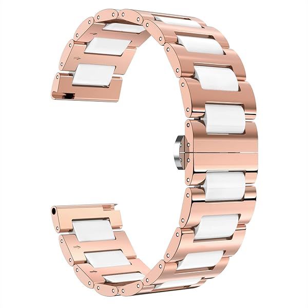 BINLUN Men's Watch Band Stainless Steel Ceramic Replacement Bracelet Polished Strap 12mm to 22mm with Butterfly Buckle Available in 6 Colors