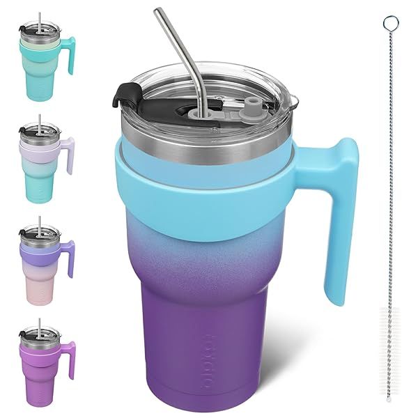 BJPKPK 30 oz Insulated Tumbler with Handle Lid and Straw Stainless Steel Travel Mug Coffee Cup Ocean Dream