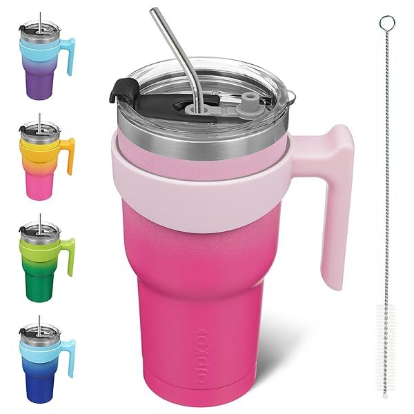 BJPKPK 30oz Stainless Steel Insulated Tumbler With Handle Lid And Straw Cherry Blossom For Men And Women