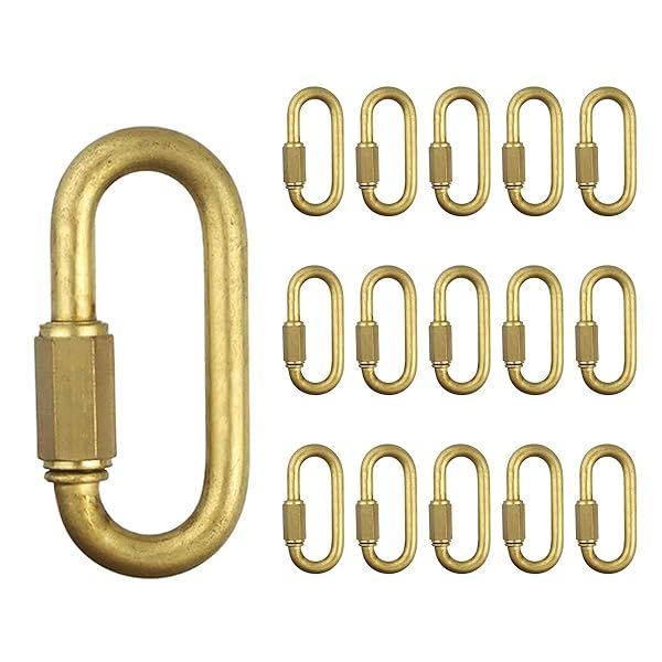 BNYZWOT Brass Quick Links D Shape Locking Chain Repair Links M4 5/32 Inch Pack of 15 for Durable and Reliable Use