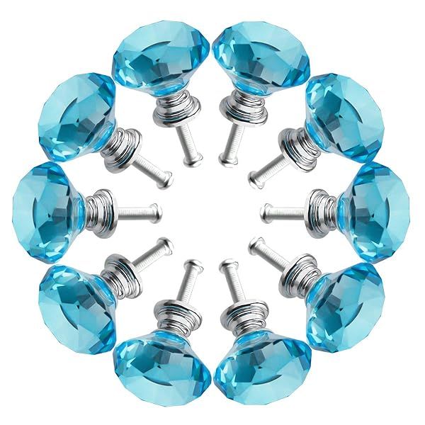 BNYZWOT Crystal Glass Cabinet Knobs 30mm Diamond Shape Drawer Kitchen Cabinets Dresser Cupboard Wardrobe Pulls Handles 10 Pcs