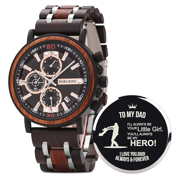 BOBO BIRD S18-1 Personalized Engraved Wood Watch Custom Wooden Watch for Husband Boyfriend Birthday Anniversary Gift for Dad Daughter