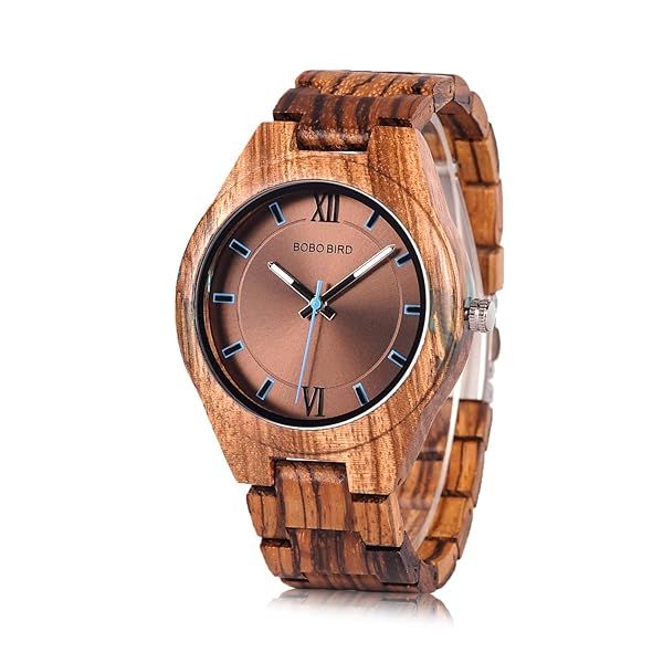 BOBO BIRD Men's Wooden Sport Quartz Watch - Unique Brown Face Timepiece