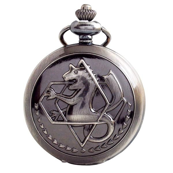 BOSHIYA Fullmetal Alchemist Pocket Watch with Chain Vintage Quartz Pocket Watch for Cosplay Accessories Anime Merch