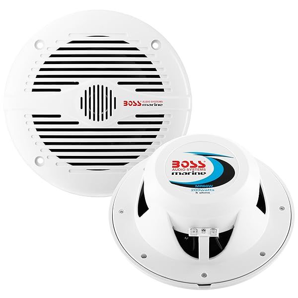 BOSS Audio Systems MR60W 6.5 Inch Marine Boat Stereo Speakers 200 Watts Full Range Weatherproof Coaxial Sold in Pairs