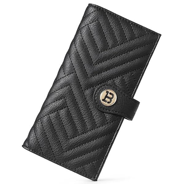 BOSTANTEN Slim Leather Wallet for Women RFID Blocking Bifold Credit Card Holder with Zipper Pocket in Black