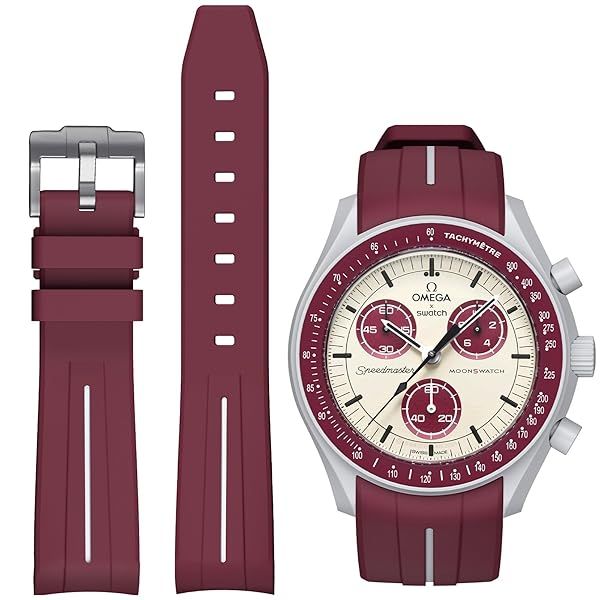 Curved No Gap Rubber Strap for Moonswatch & Omega Speedmaster - 20mm Replacement Band for Men & Women