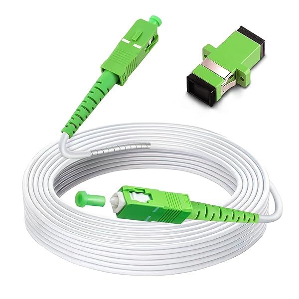 30ft SC/APC to SC/APC Fiber Optic Cable - Armored Single Mode Jumper, OS1/OS2 Compatible, LSZH White - High-Speed Internet Solution