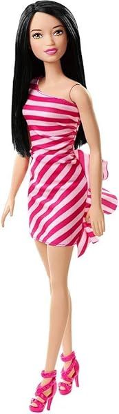 Shop Barbie Glitz Doll in Pink Stripe Ruffle Dress - Perfect Gift for Kids!