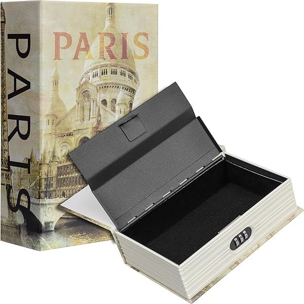 Barska Portable Diversion Book Safe - Secret Hidden Storage Lock Box Combo in Paris
