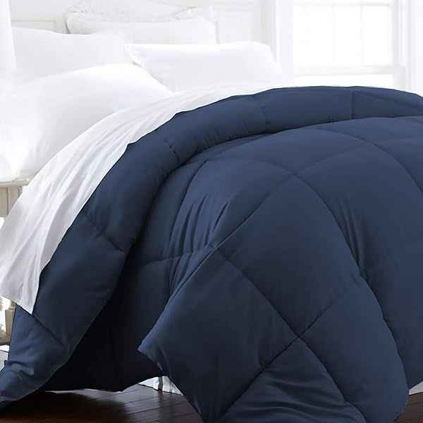 Beckham Hotel Collection King/Cal King Comforter - 1600 Series Down Alternative Bedding in Navy Blue