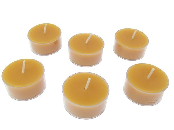 Beeswax Candle Works 6 Hour Tea Lights Pack of 12 Clear Cups Made with 100 Percent USA Beeswax