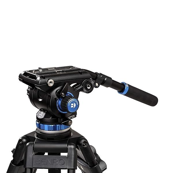 Benro S6 PRO Flat Base Fluid Video Head: 13.2 lb Capacity, 6-Step Counterbalance & Accessory Mounts for Smooth Filming