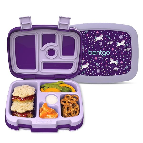 Leak-Proof Bentgo Kids Lunch Box - 5 Compartments, BPA-Free, Durable & Dishwasher Safe for Ages 3-7 (Unicorn Design)