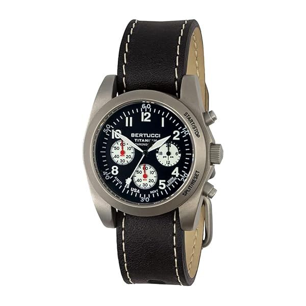 Bertucci A-11t Americana Field Chronograph Black Dial 359m Black Matte Leather Band