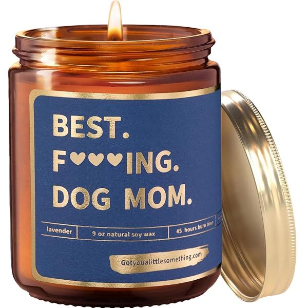 Best Dog Mom Funny Lavender Vanilla Candle Unique Gift for Dog Lovers Birthday or Mothers Day Perfect for Dog Moms