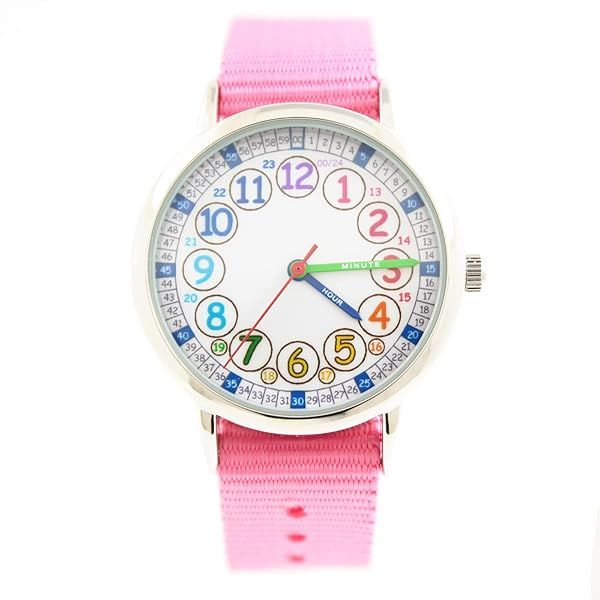 Bigbangbang Kids Analog Watch for Boys and Girls Soft Cloth Band Easy Time Learning Toddler First Watch in Pink