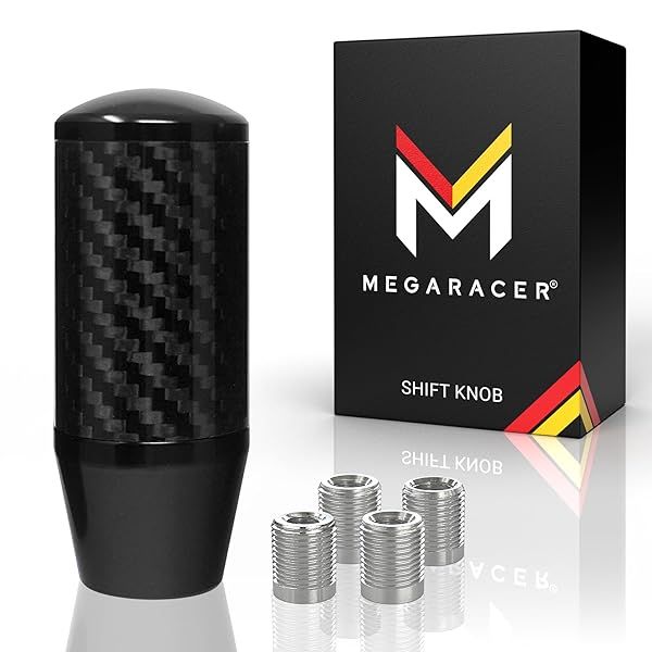 Premium Black Carbon Fiber Shift Knob | Buttonless Automatic & Manual Gear Shifters for 4, 5, & 6 Speed Cars