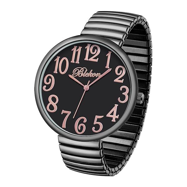 Shop Blekon Super Large Face Stretch Band Watch - Japanese Movement PC21J in Gun Metal