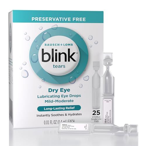 Blink Preservative-Free Eye Drops for Dry Eye Relief - 25 Sterile Vials (0.01 fl oz) | Fast-Acting Hydration