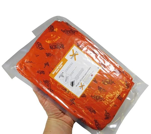 Blizzard EMS Blanket: 2-Layer Orange Flat-Pack for Ultimate Warmth & Portability