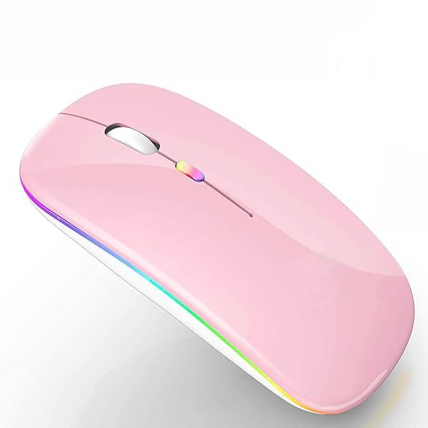 Bluetooth Wireless Mouse for Mac, PC & Chromebook - Stylish Pink & White Design for Laptops & Desktops