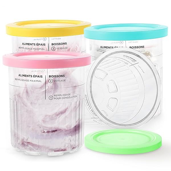Bolevofi 24oz Ninja Creami Pints and Lids 4 Pack Reusable BPA-Free Containers for NC501 NC500 Series Ice Cream Makers