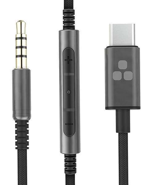 Buy Bolle & Raven Thore USB-C to 3.5mm Headphone Cable with Inline Remote - Premium Wired Audio Cord (Black/Gunmetal)